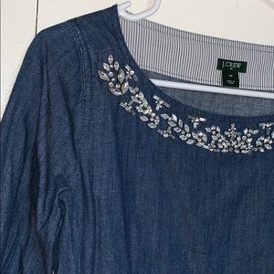 J Crew Jeweled Denim Shirt
